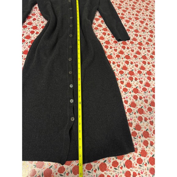 Lauren Ralph Lauren y2k 100% Merino Wool Ribbed Button Front Maxi Dress L d3 - Picture 7 of 7